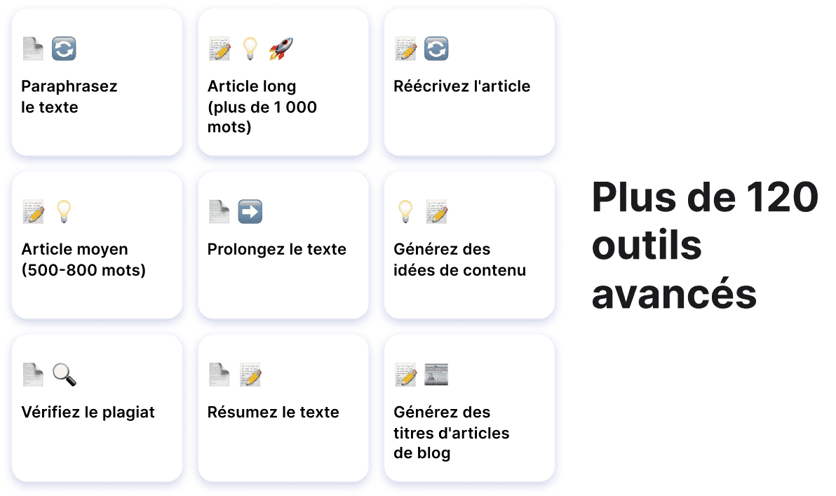 Plus de 120 outils avancés