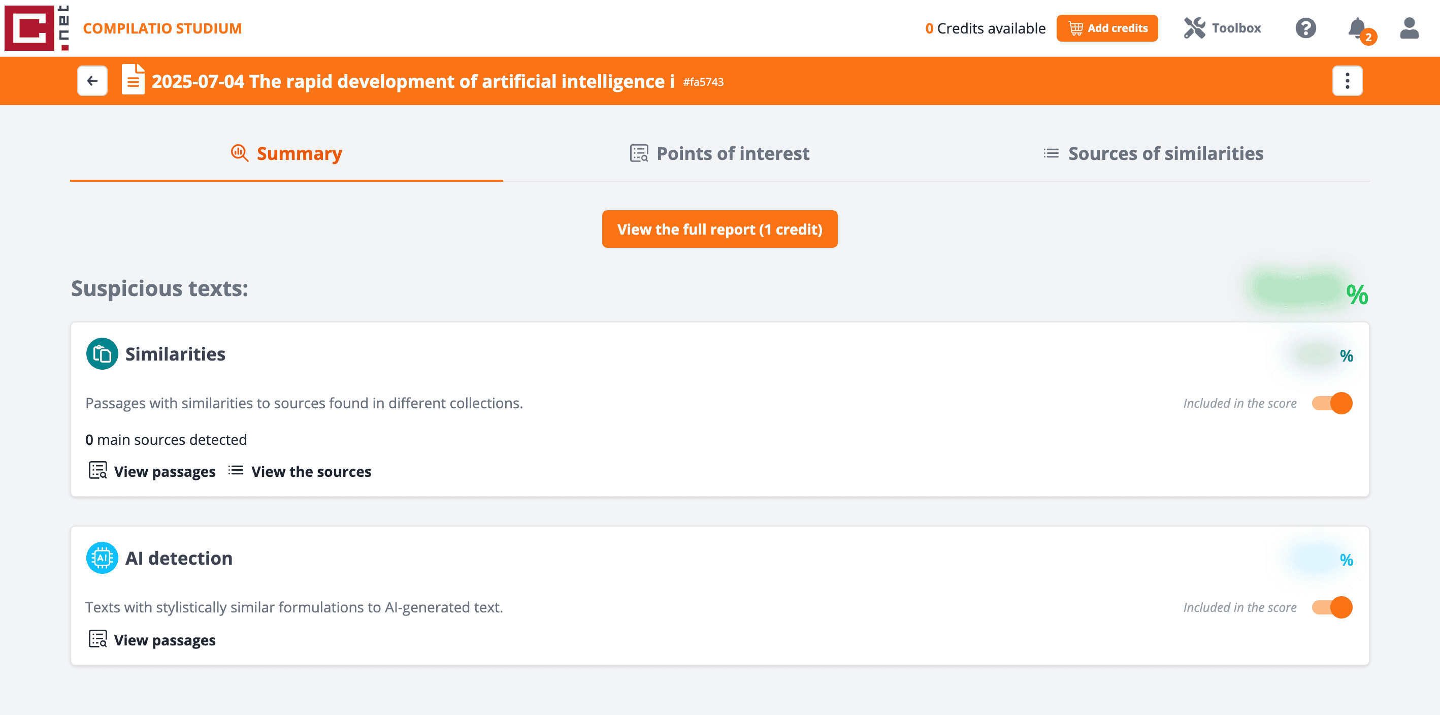 Compilatio Plagiarism Checker Results