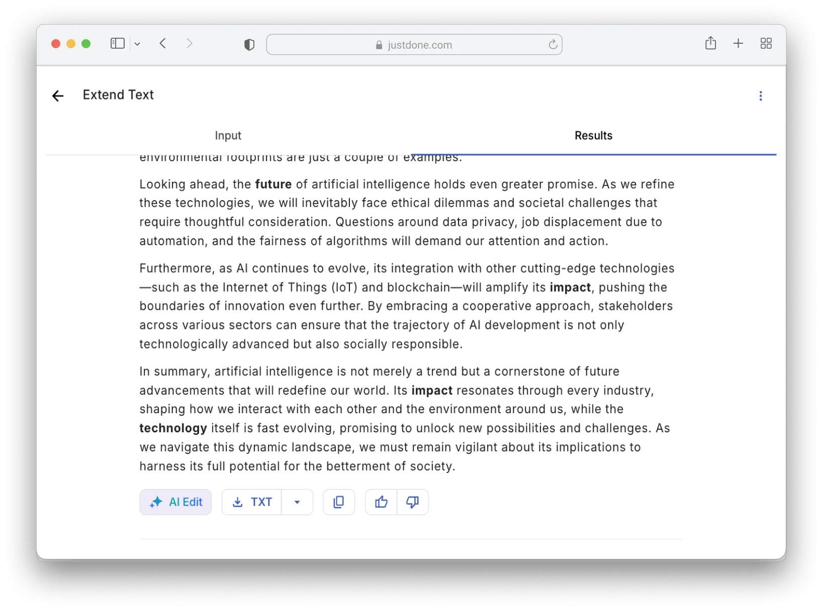 Review and edit AI-expanded text to personalize the output