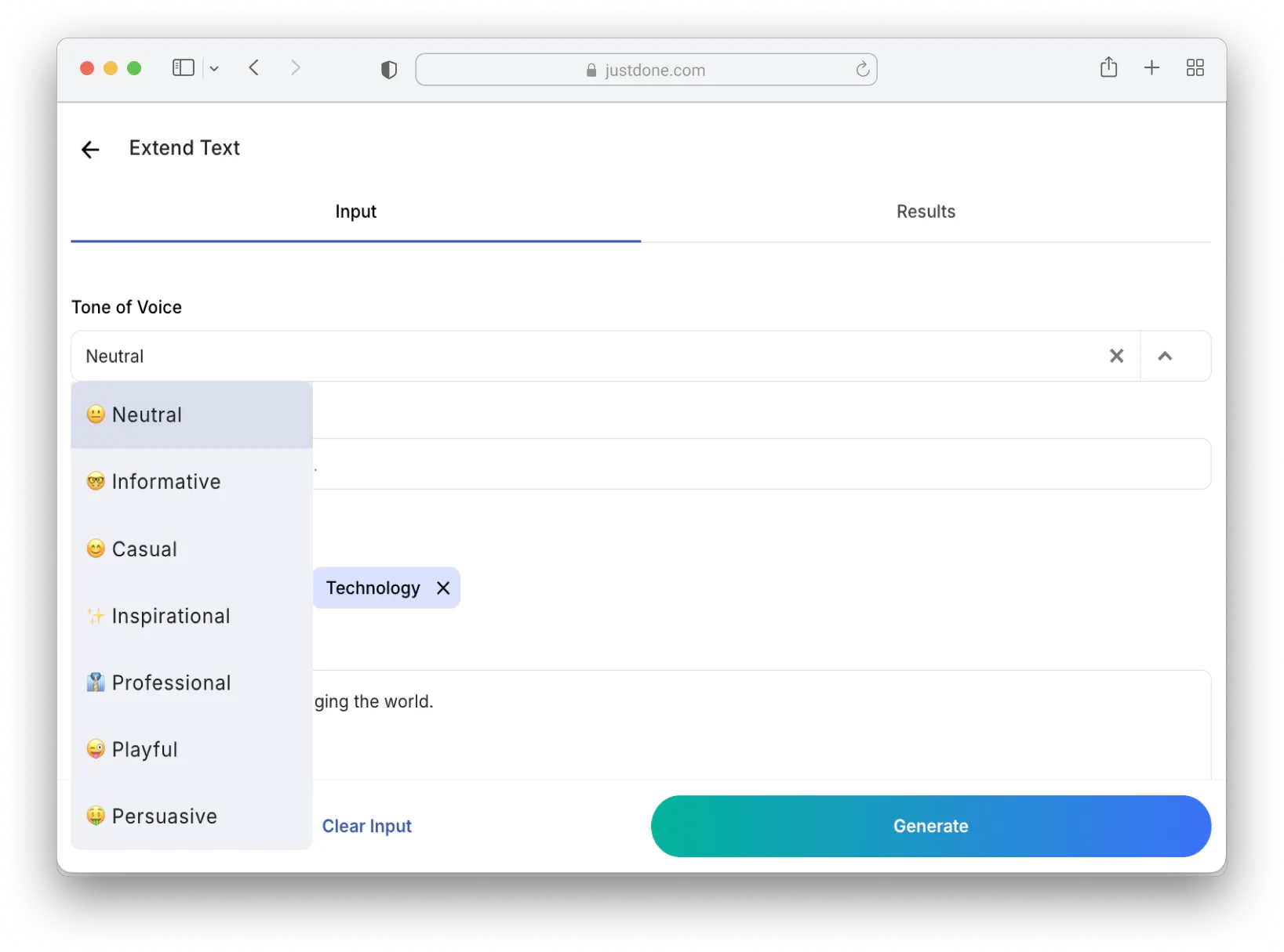 Set tone and keywords to enhance structure and vocabulary before expanding