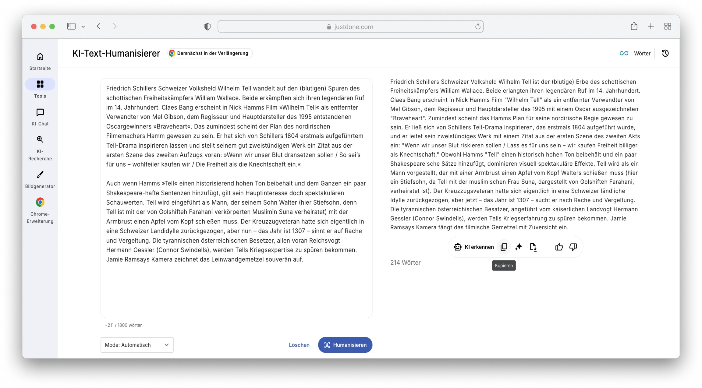 Der KI-Humanisierer verwandelt roboterhaften Text in natürliche Sprache