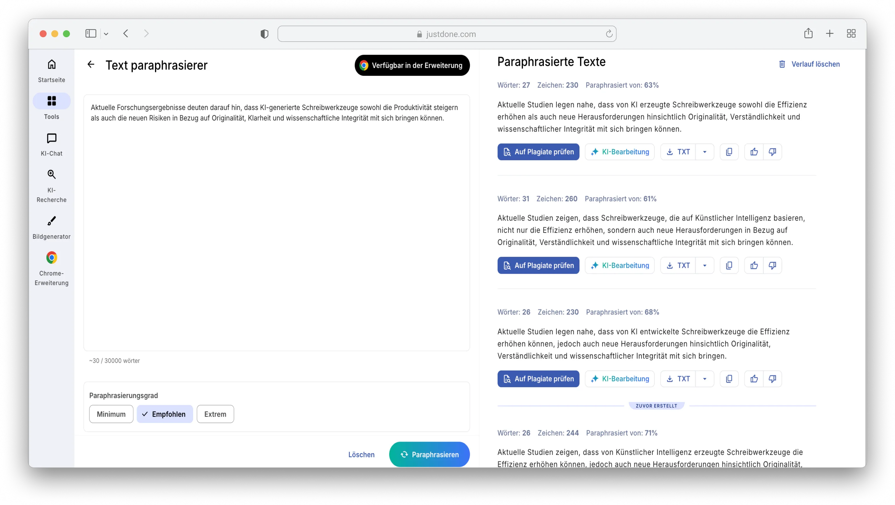 KI-Umformulierungswerkzeug